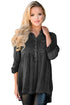 Sexy Mineral Washed Button-up Babydoll Ruffle Top in Black